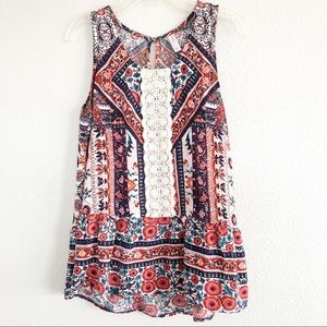 Xhilaration Boho Floral Patterned Sleeveless Top S